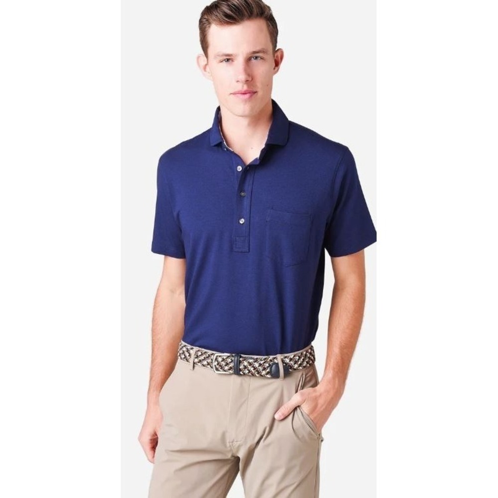 Greyson Mens Apache II Short Sleeve Chest Pocket Polo in Maltese Blue‎ Small